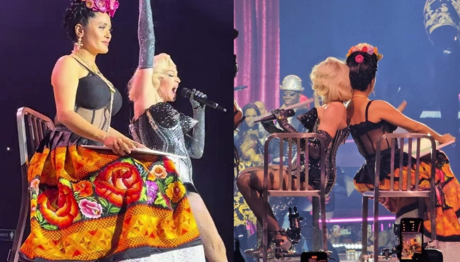 Madonna invita a Salma Hayek caracterizada de Frida Kahlo